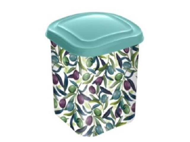 Емкость для сыпучих продуктов 1,1л с декором (зеленый)